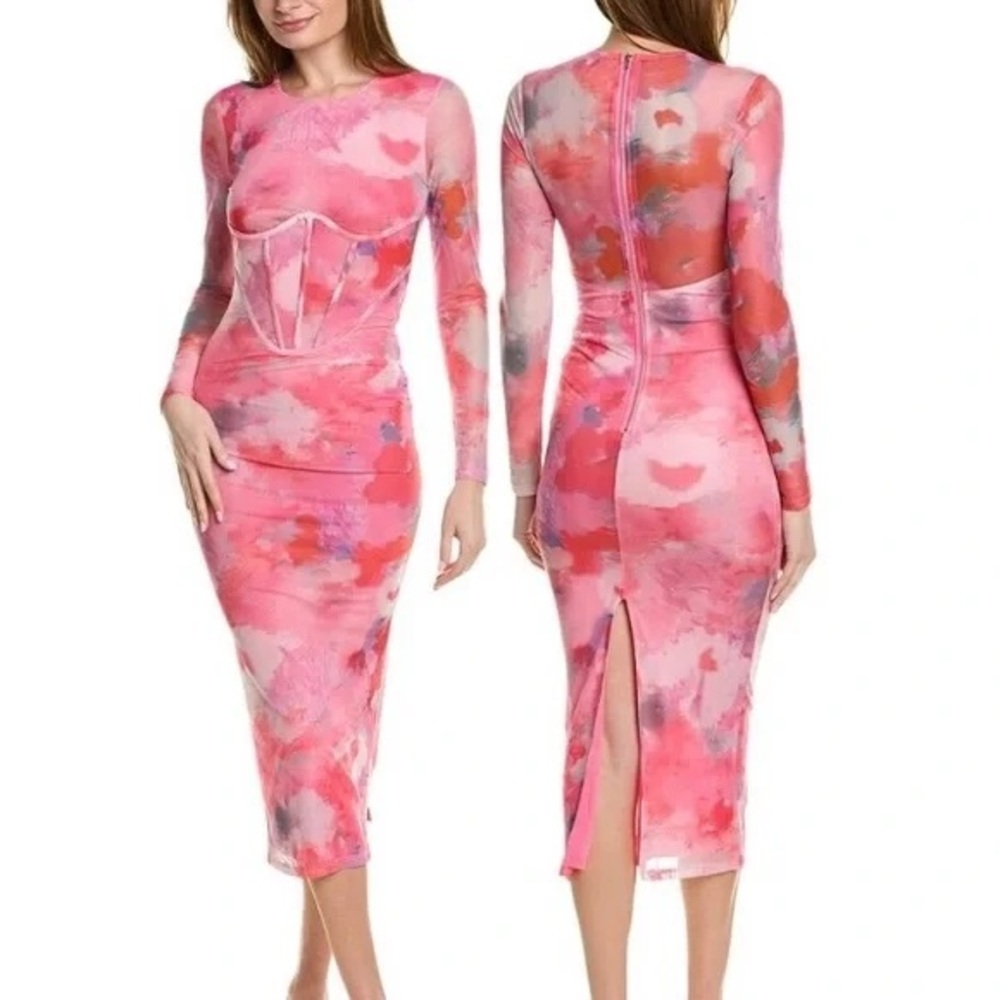 Bardot Vibrant Pink Long Sleeve Dress